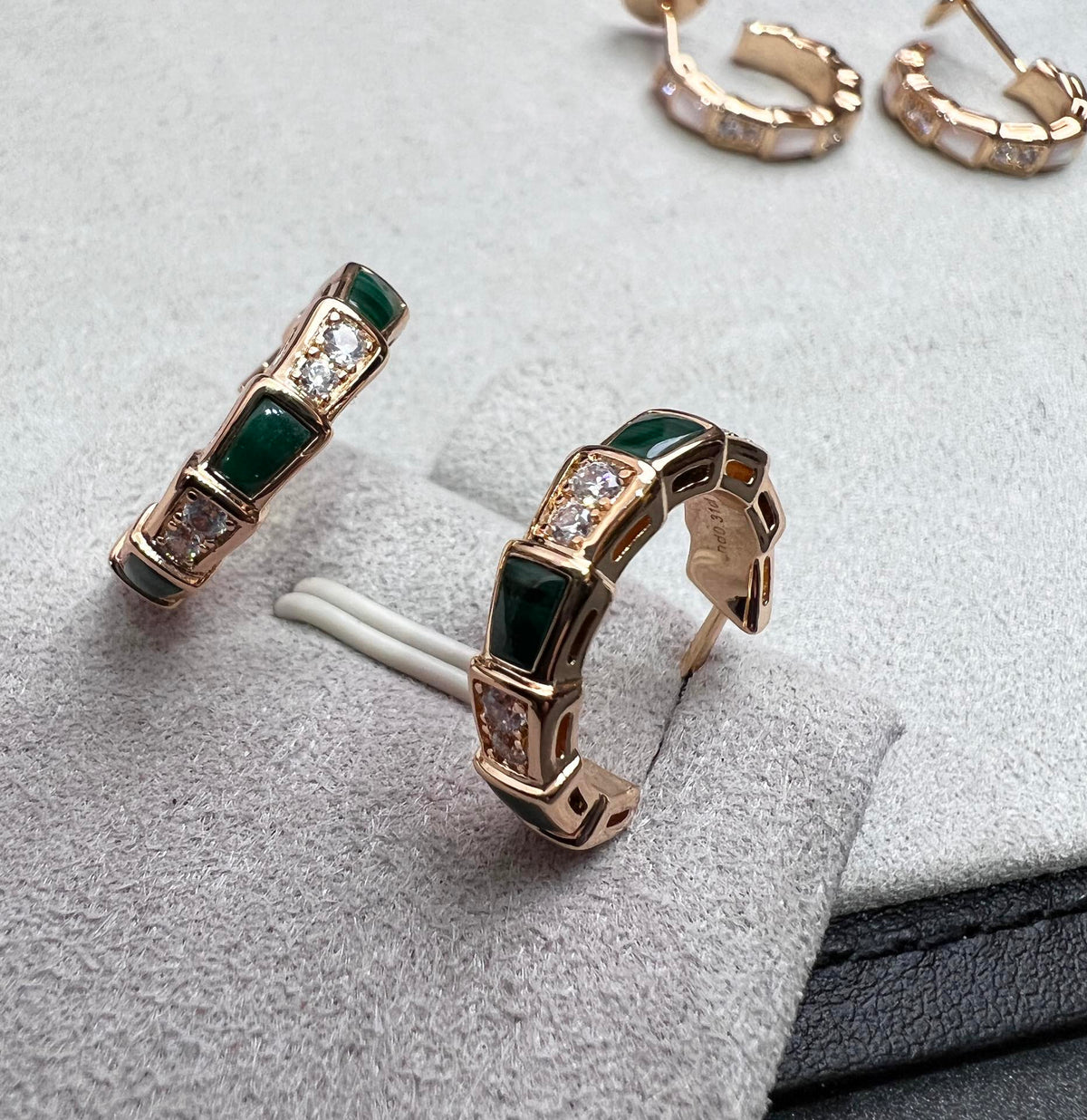 [⭐Clover Jewelry]SERPENTI MALACHITE PINK GOLD EARRINGS