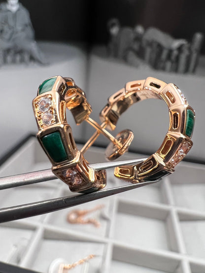 [⭐Clover Jewelry]SERPENTI MALACHITE PINK GOLD EARRINGS