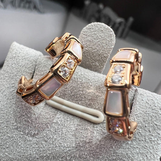 [⭐Clover Jewelry]SERPENTI MOP PINK GOLD EARRINGS