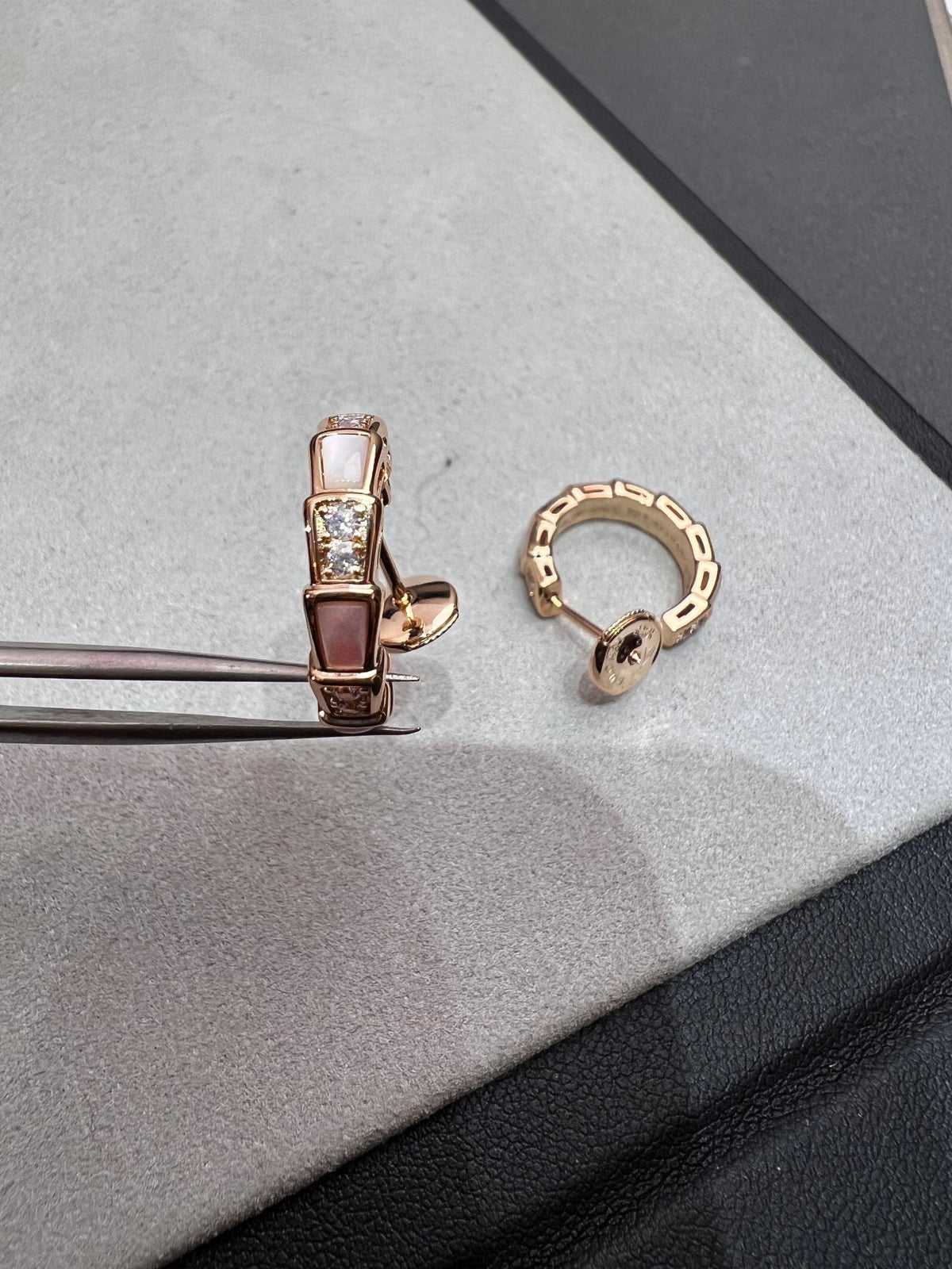 [⭐Clover Jewelry]SERPENTI MOP PINK GOLD EARRINGS