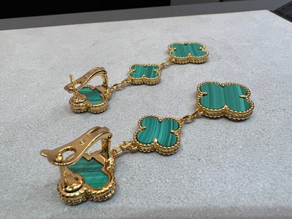 [⭐Clover Jewelry]CLOVER MALACHITE 3 MOTIFS GOLD
