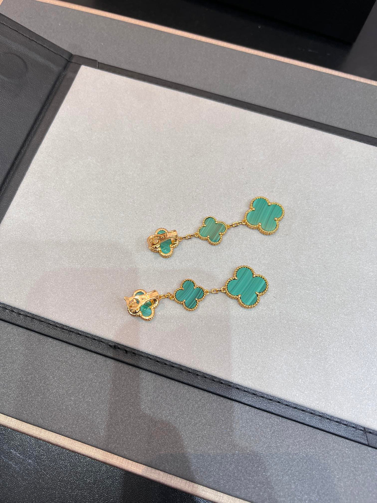[⭐Clover Jewelry]CLOVER MALACHITE 3 MOTIFS GOLD
