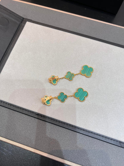 [⭐Clover Jewelry]CLOVER MALACHITE 3 MOTIFS GOLD