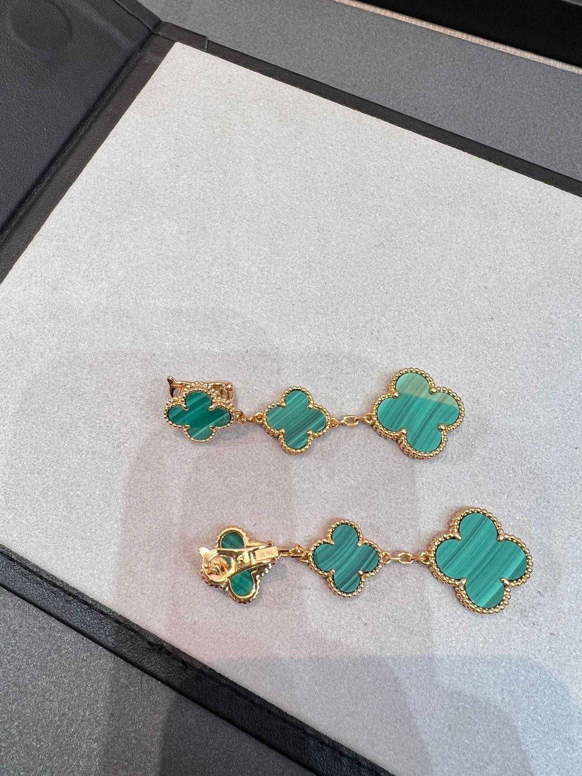 [⭐Clover Jewelry]CLOVER MALACHITE 3 MOTIFS GOLD