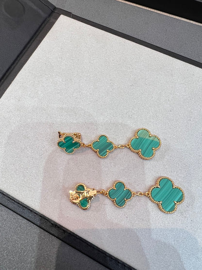 [⭐Clover Jewelry]CLOVER MALACHITE 3 MOTIFS GOLD