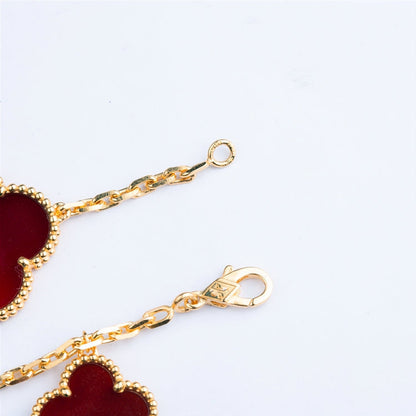 [⭐Clover Jewelry]CLOVER BRACELET 5 MOTIFS CARNELIAN TIGER EYE