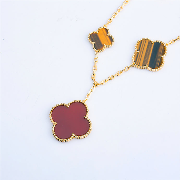 [⭐Clover Jewelry]CLOVER BRACELET 5 MOTIFS CARNELIAN TIGER EYE