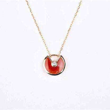 [⭐Clover Jewelry]AMULETTE GOLD CARNELIAN ONYX NECKLACE