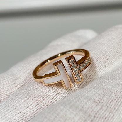 [Clover Jewelry]T WIRE MOP DIAMOND RING PINK GOLD