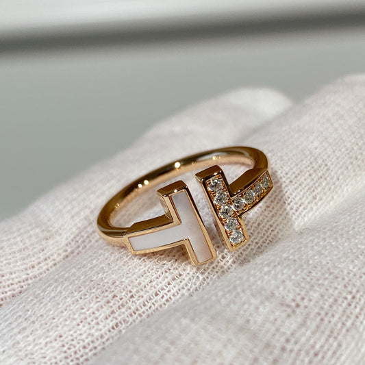 [Clover Jewelry]T WIRE MOP DIAMOND RING PINK GOLD