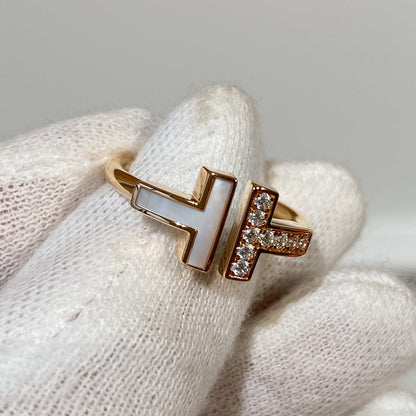 [Clover Jewelry]T WIRE MOP DIAMOND RING PINK GOLD