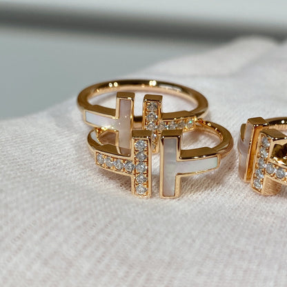 [Clover Jewelry]T WIRE MOP DIAMOND RING PINK GOLD