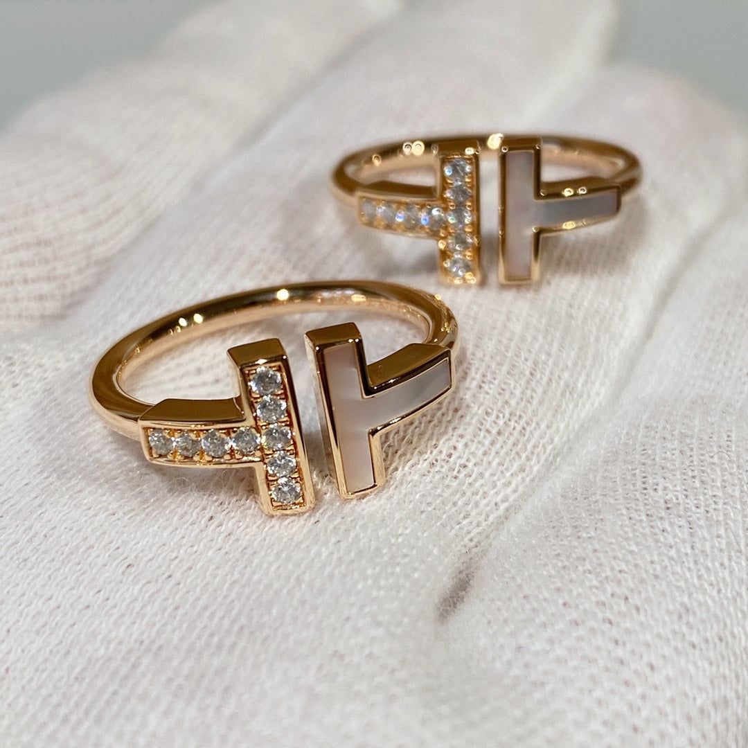 [Clover Jewelry]T WIRE MOP DIAMOND RING PINK GOLD