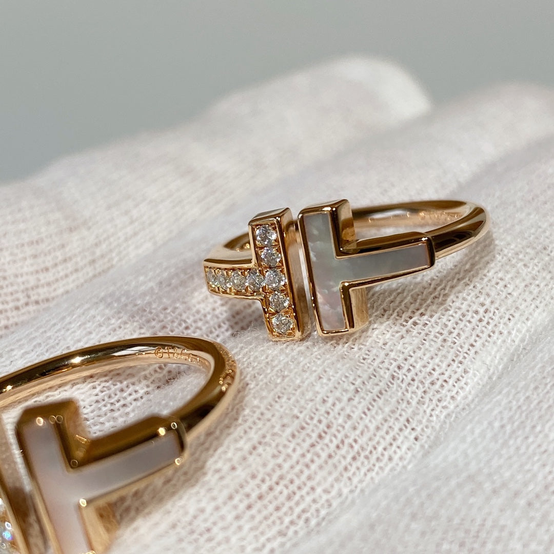 [Clover Jewelry]T WIRE MOP DIAMOND RING PINK GOLD