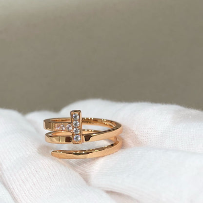 [Clover Jewelry]T WIRE DOUBLE ROWS RING PINK GOLD