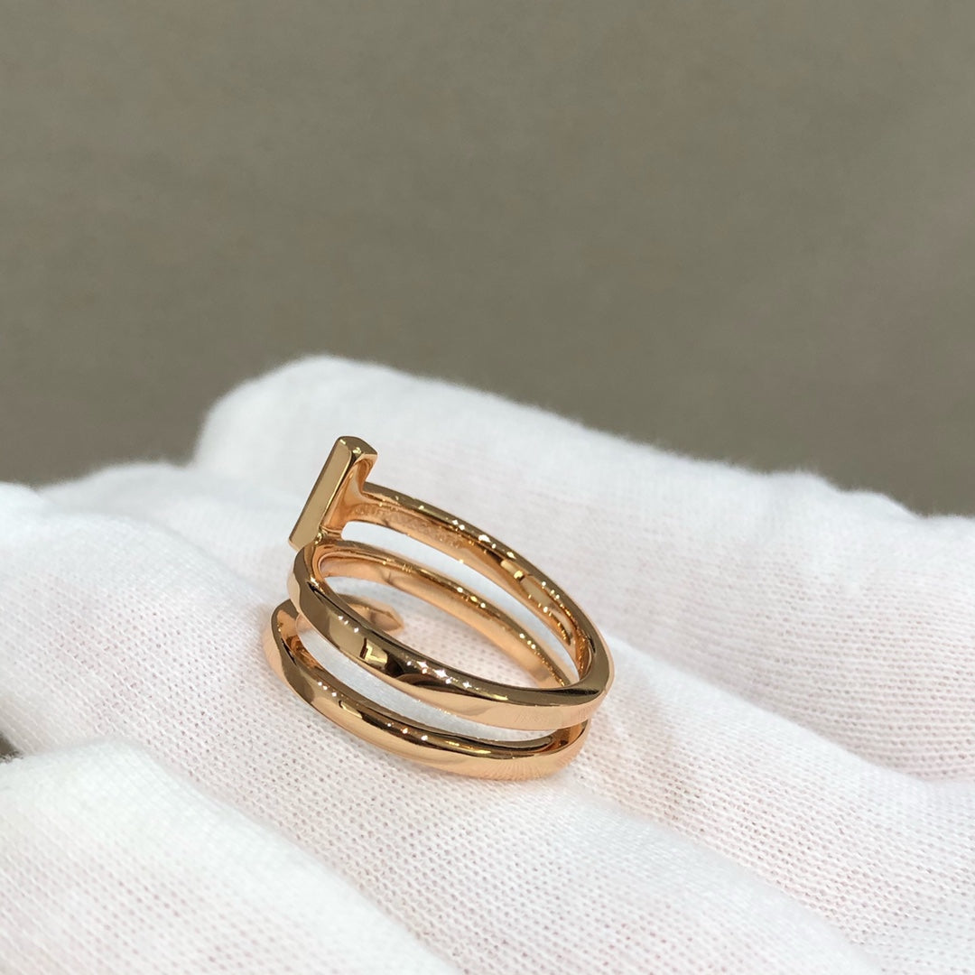 [Clover Jewelry]T WIRE DOUBLE ROWS RING PINK GOLD