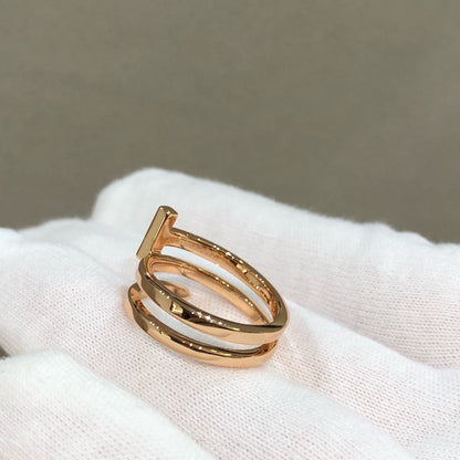 [Clover Jewelry]T WIRE DOUBLE ROWS RING PINK GOLD