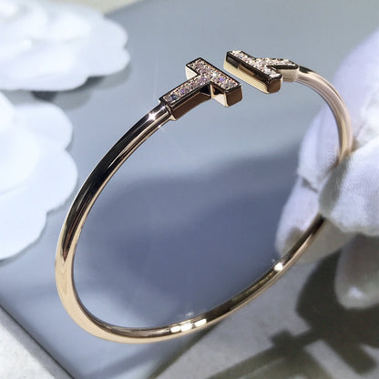 [Clover Jewelry]T BRACELET PINK GOLD 1.8MM DIAMOND