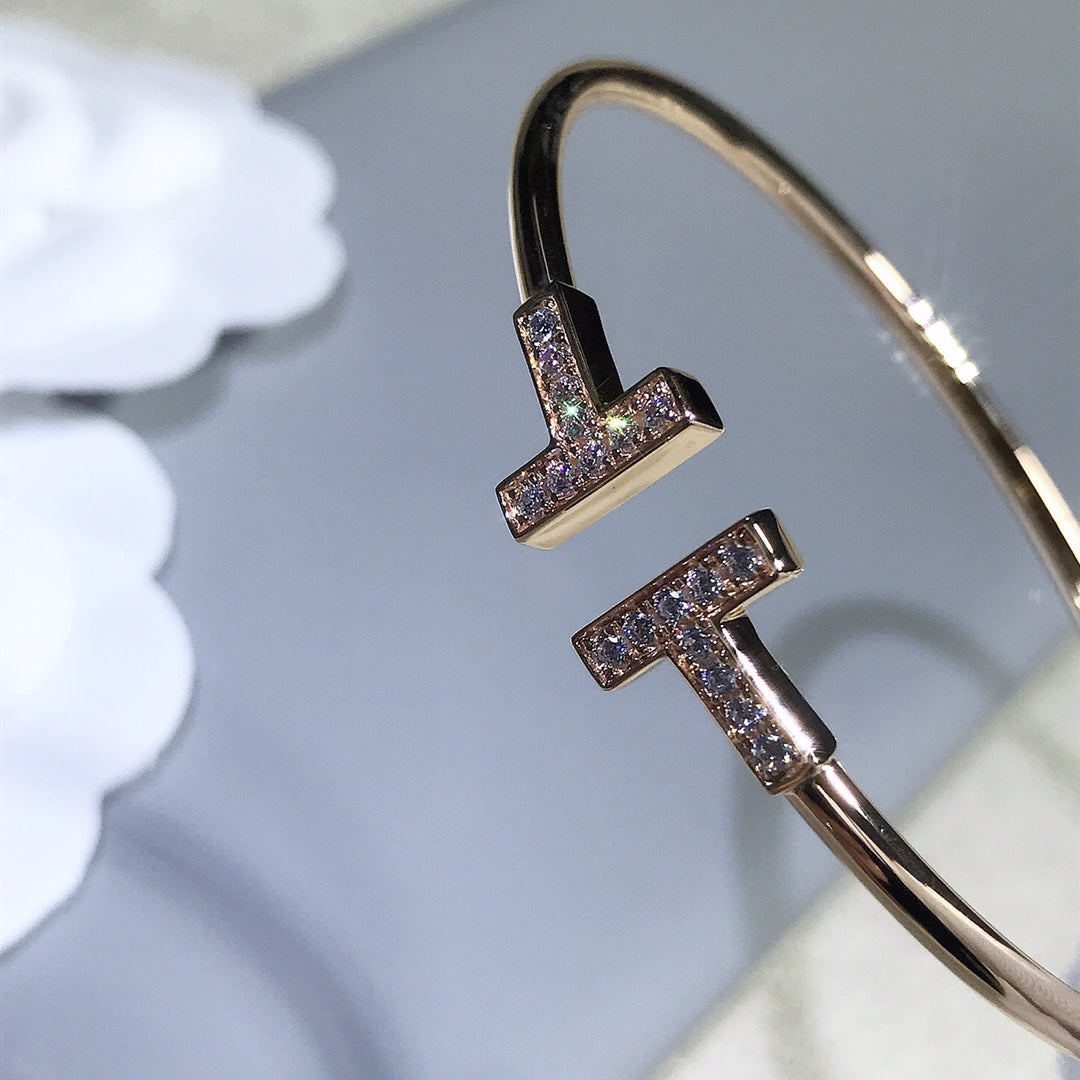[Clover Jewelry]T BRACELET PINK GOLD 1.8MM DIAMOND