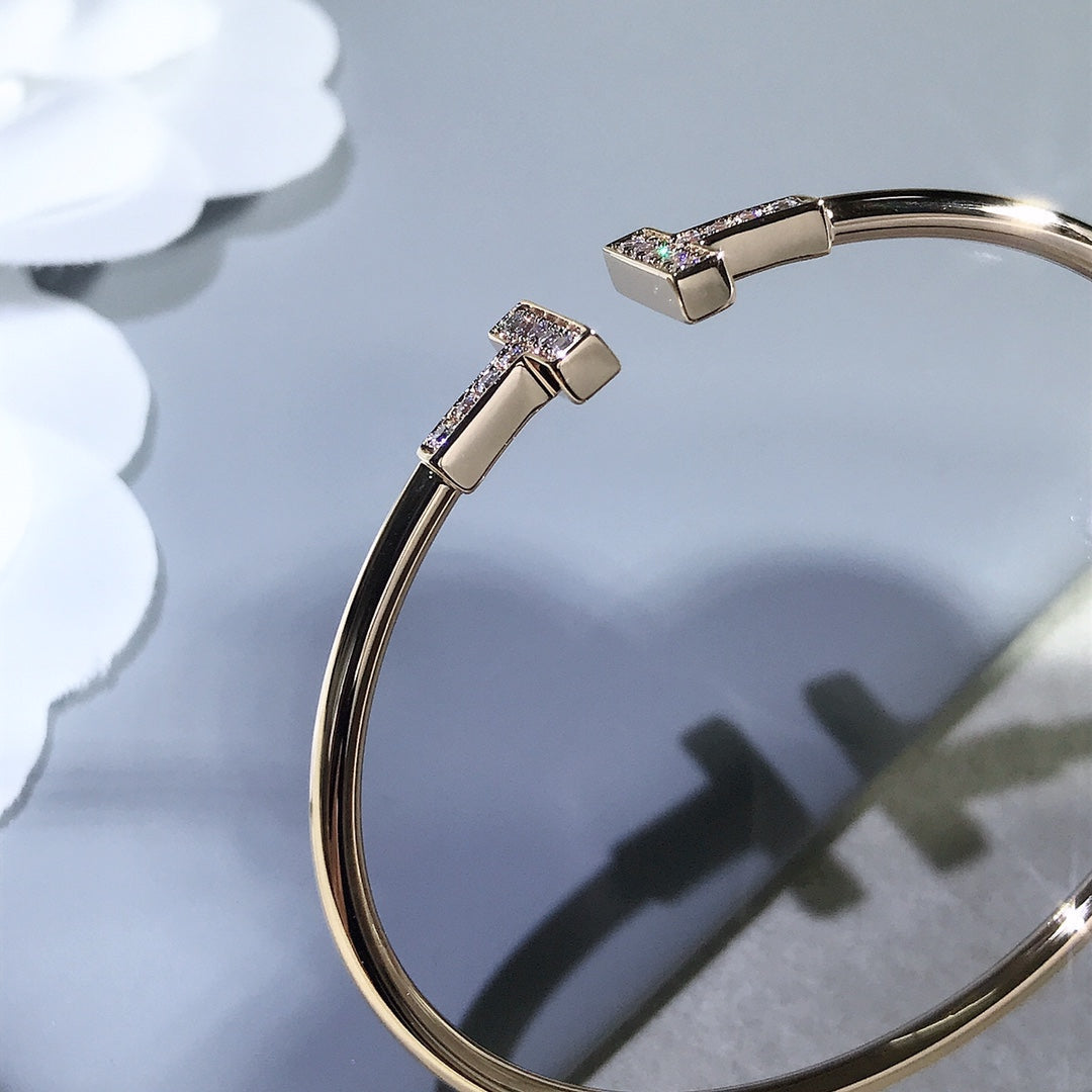 [Clover Jewelry]T BRACELET PINK GOLD 1.8MM DIAMOND