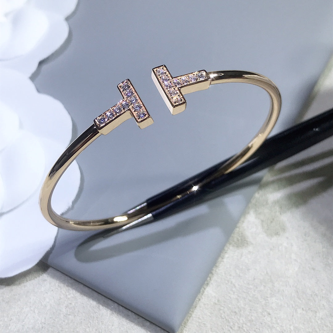 [Clover Jewelry]T BRACELET PINK GOLD 1.8MM DIAMOND