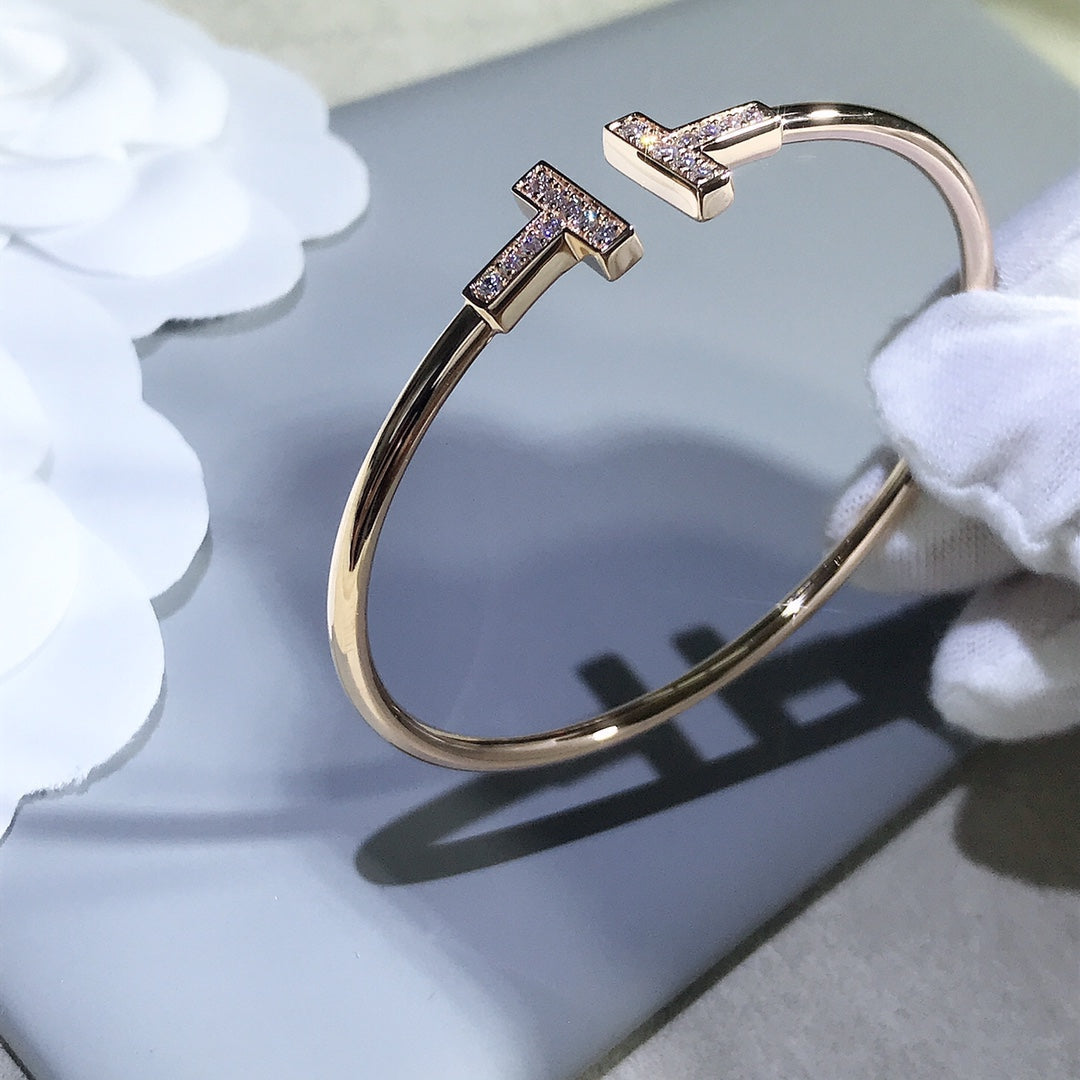 [Clover Jewelry]T BRACELET PINK GOLD 1.8MM DIAMOND