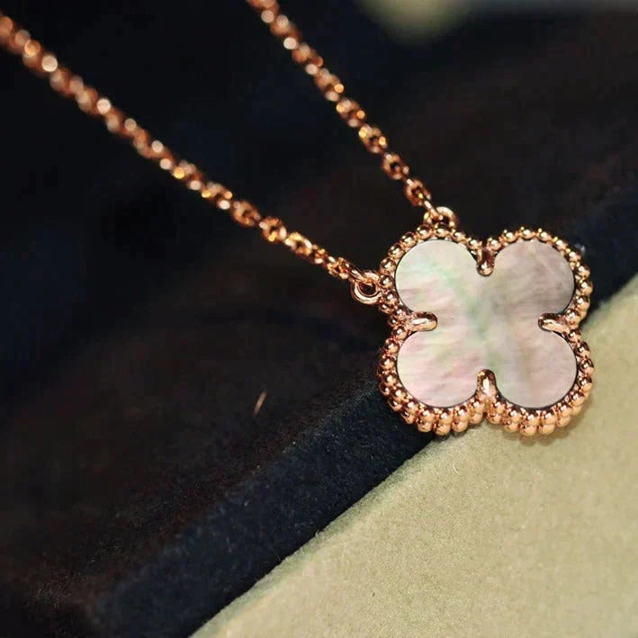 [⭐Clover Jewelry]CLOVER 15MM  GRAY MOTHER OF PEARL NECKLACE