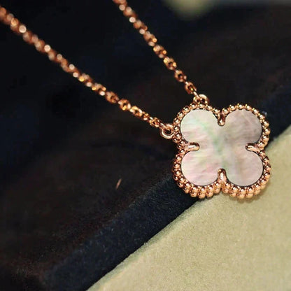 [⭐Clover Jewelry]CLOVER 15MM  GRAY MOTHER OF PEARL NECKLACE