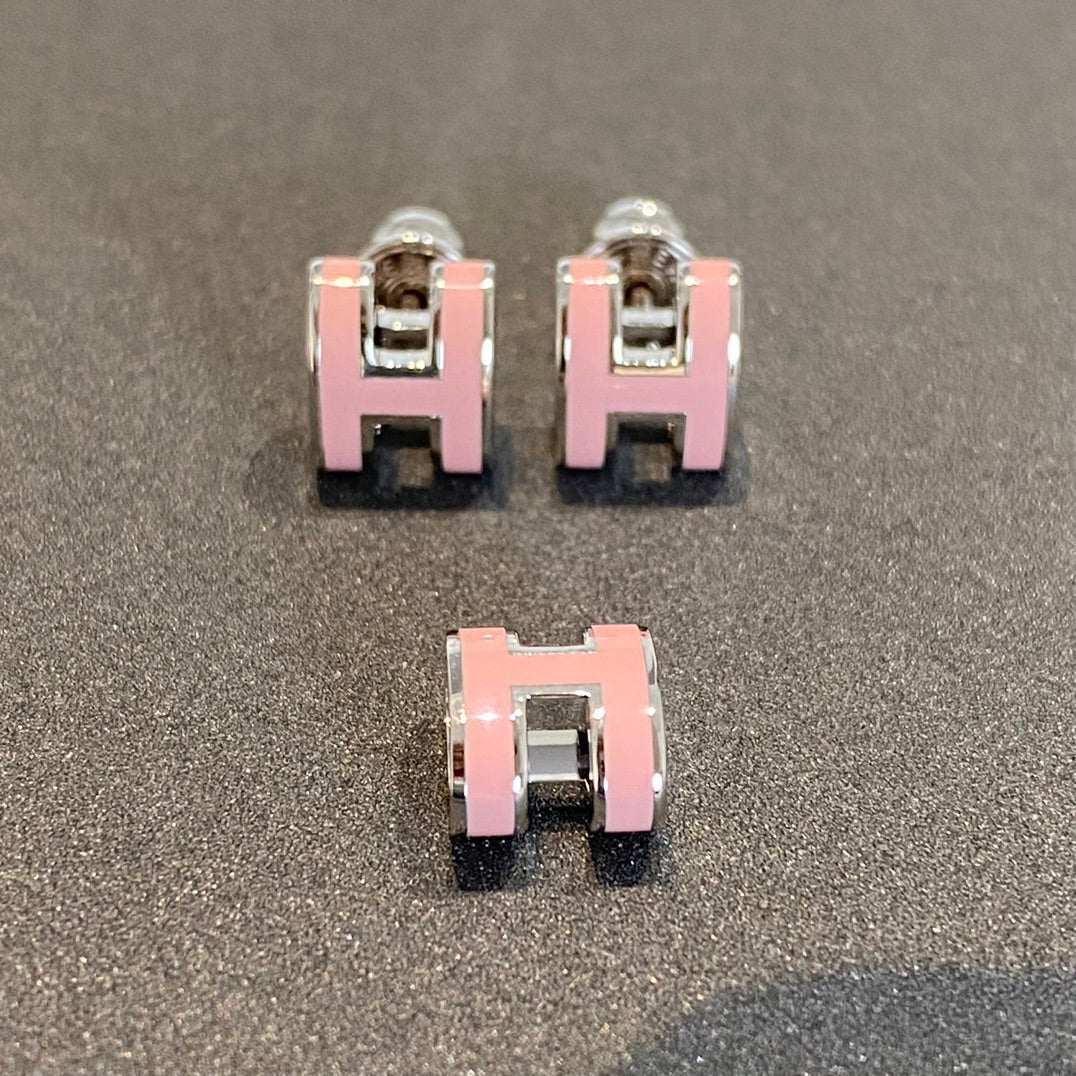 [⭐Clover Jewelry]MINI POP H SILVER EARRINGS PINK