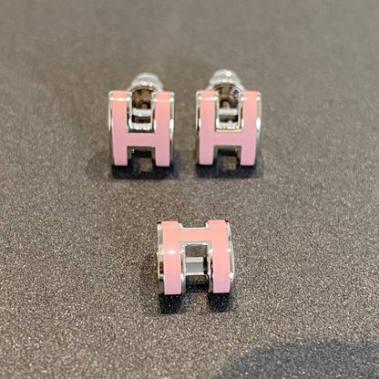 [⭐Clover Jewelry]MINI POP H SILVER EARRINGS PINK