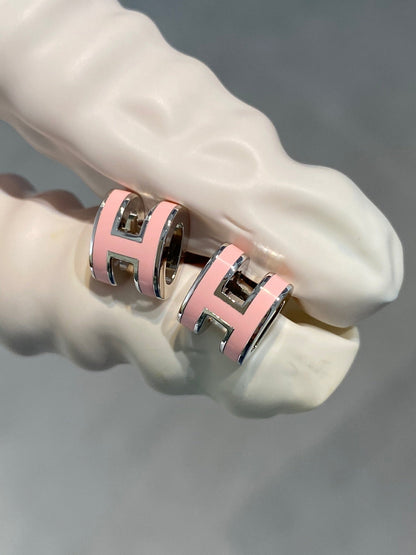 [⭐Clover Jewelry]MINI POP H SILVER EARRINGS PINK