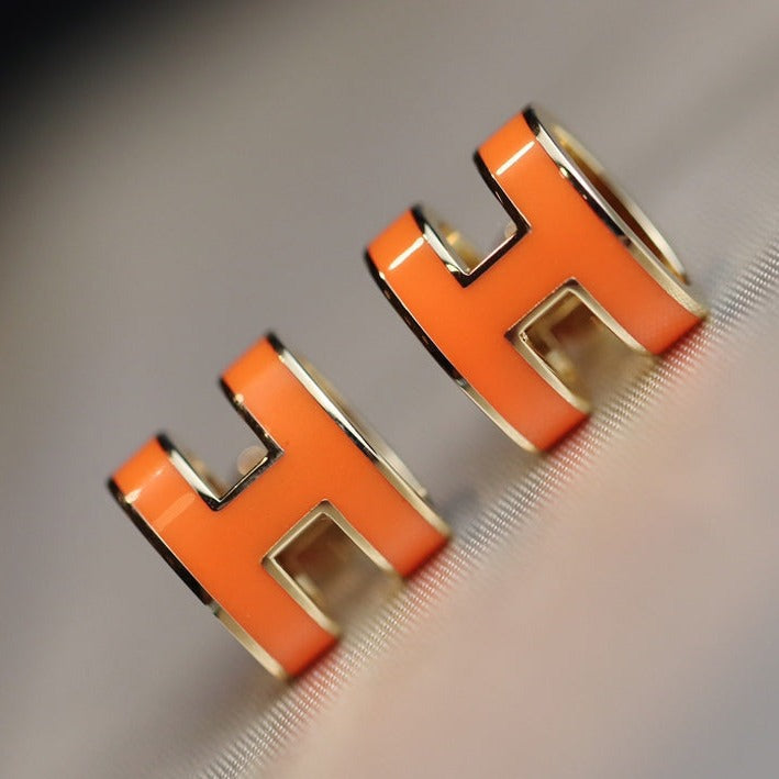 [⭐Clover Jewelry]MINI POP H EARRINGS ORANGE