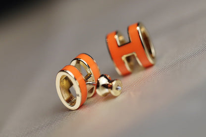 [⭐Clover Jewelry]MINI POP H EARRINGS ORANGE