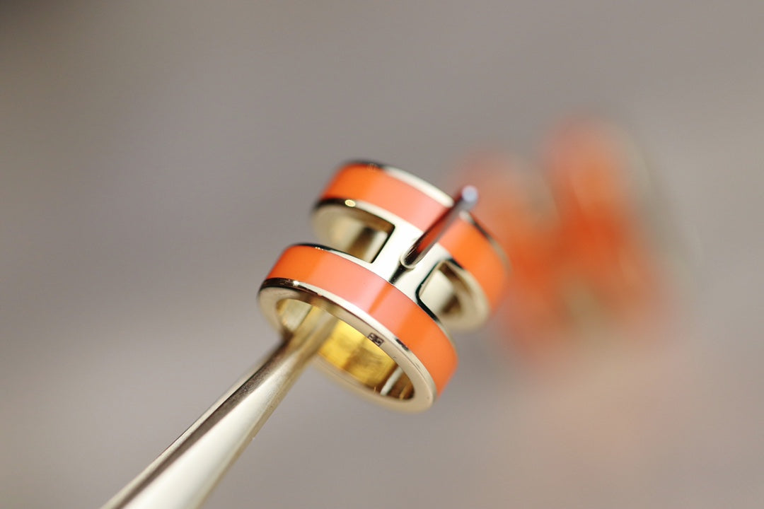 [⭐Clover Jewelry]MINI POP H EARRINGS ORANGE
