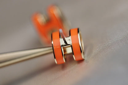 [⭐Clover Jewelry]MINI POP H EARRINGS ORANGE