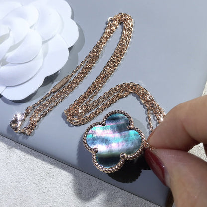 [⭐Clover Jewelry]CLOVER 25MM GOLD DARK MOP BIG CLOVER NECKLACE