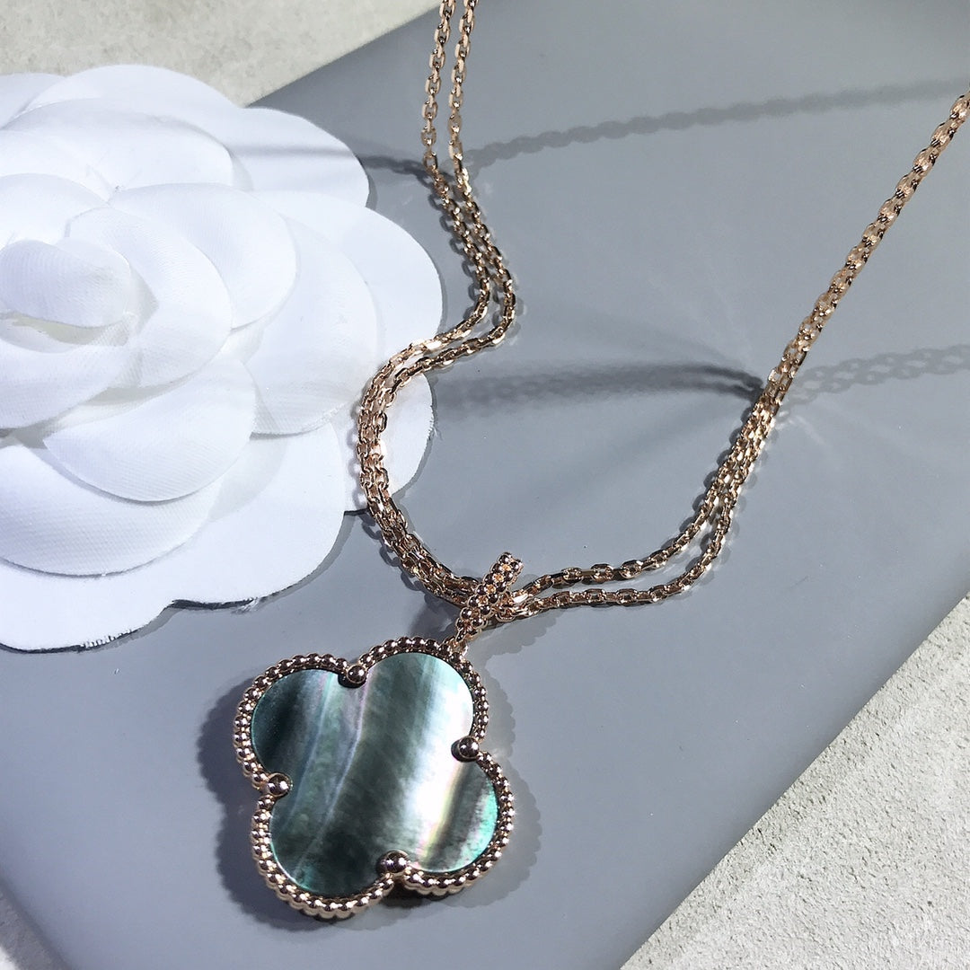[⭐Clover Jewelry]CLOVER 25MM GOLD DARK MOP BIG CLOVER NECKLACE