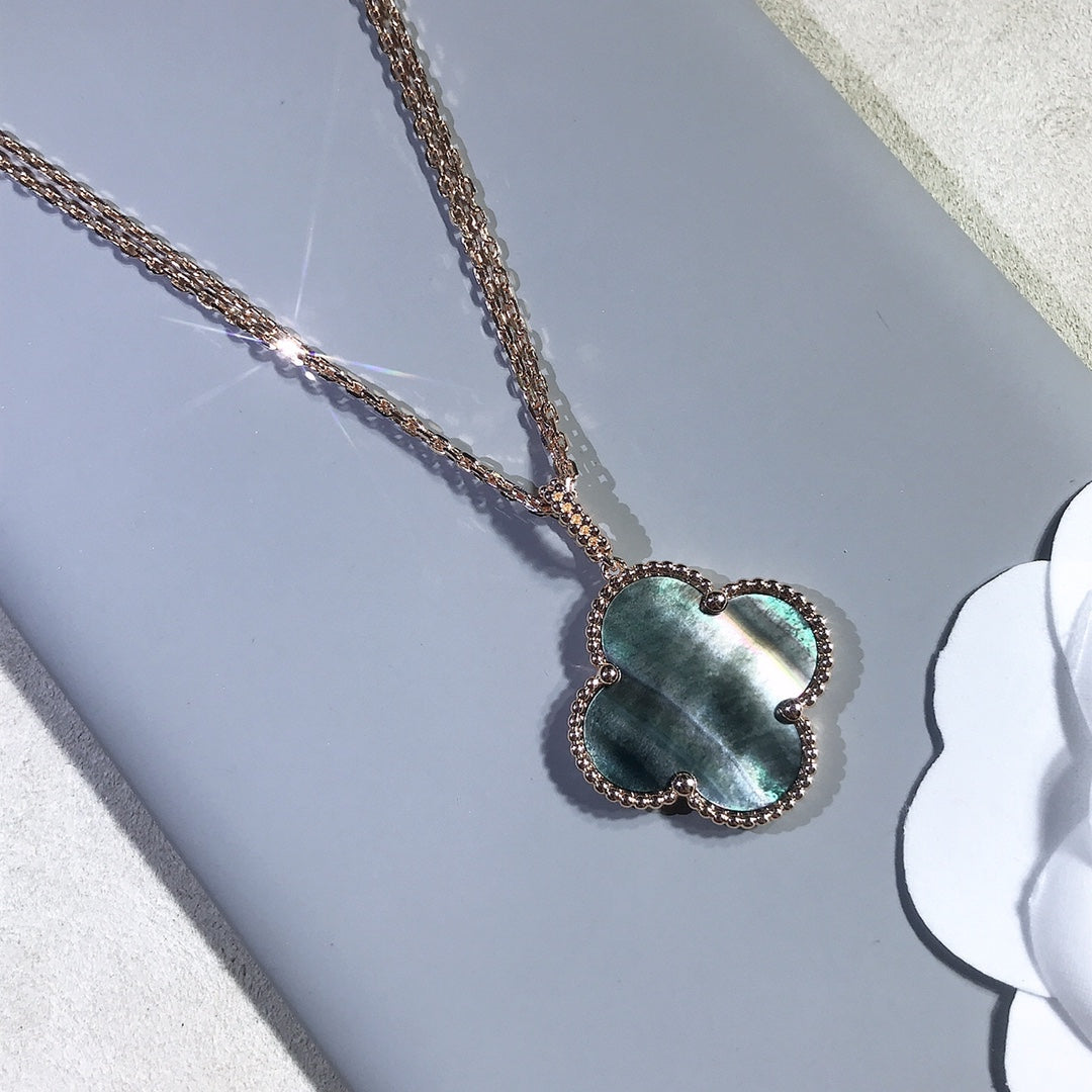 [⭐Clover Jewelry]CLOVER 25MM GOLD DARK MOP BIG CLOVER NECKLACE
