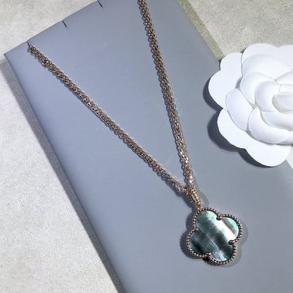 [⭐Clover Jewelry]CLOVER 25MM GOLD DARK MOP BIG CLOVER NECKLACE