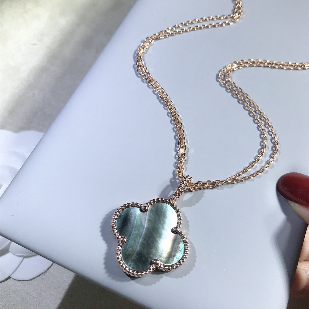 [⭐Clover Jewelry]CLOVER 25MM GOLD DARK MOP BIG CLOVER NECKLACE