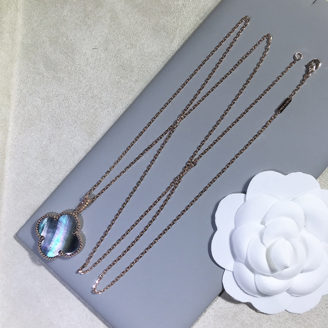 [⭐Clover Jewelry]CLOVER 25MM GOLD DARK MOP BIG CLOVER NECKLACE