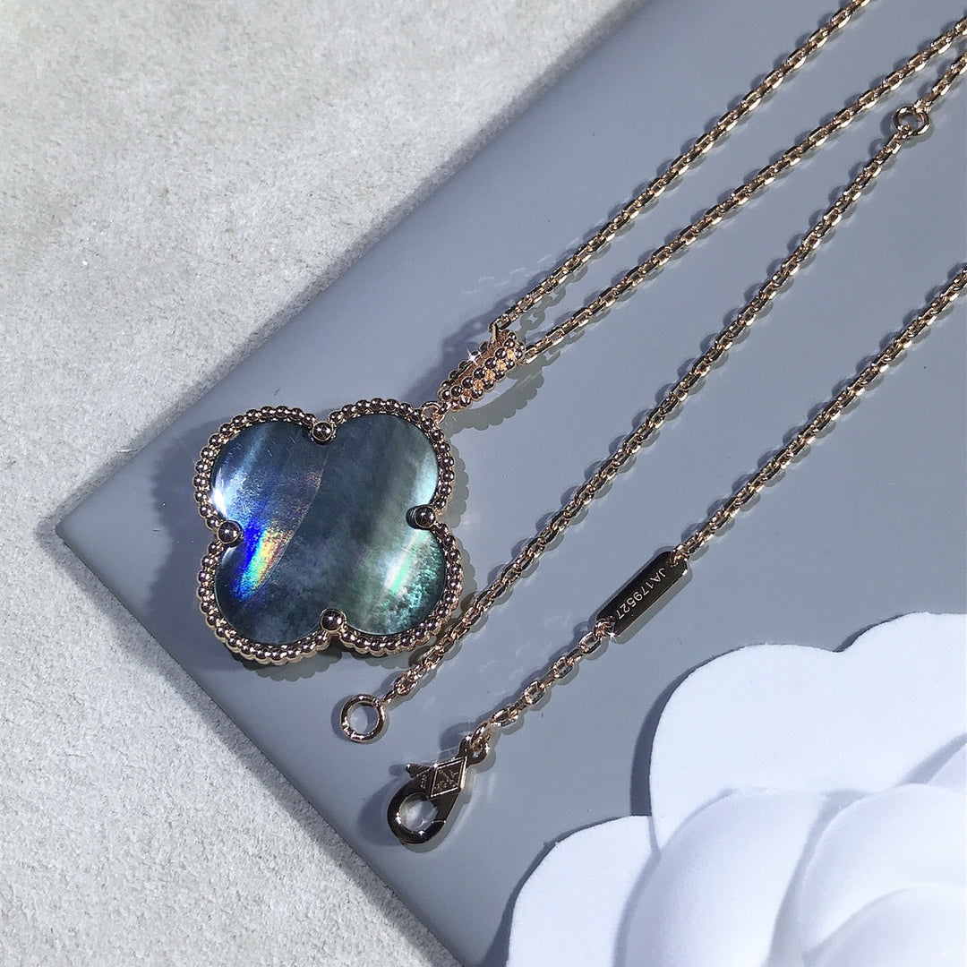 [⭐Clover Jewelry]CLOVER 25MM GOLD DARK MOP BIG CLOVER NECKLACE