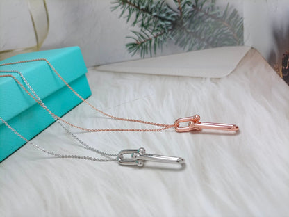[Clover Jewelry]HARDWEAR DROP DOUBLE LINK PEDANT NECKLACE
