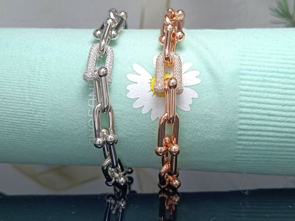 [Clover Jewelry]HARDWEAR BRACELET PINK GOLD AND SILVER DIAMOND