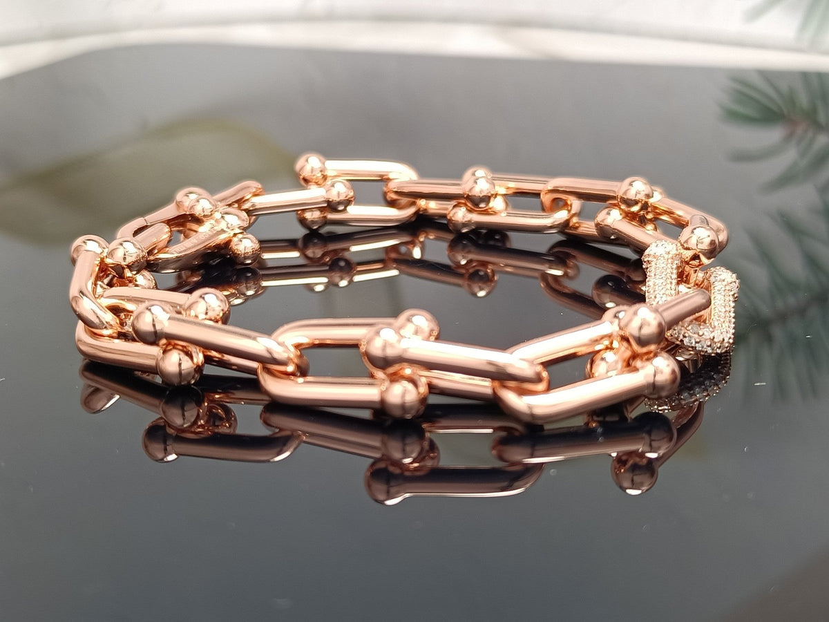 [Clover Jewelry]HARDWEAR BRACELET PINK GOLD AND SILVER DIAMOND