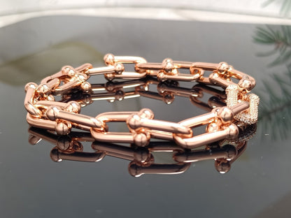 [Clover Jewelry]HARDWEAR BRACELET PINK GOLD AND SILVER DIAMOND