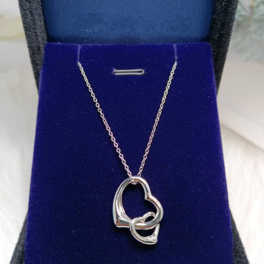 [Clover Jewelry]DOUBLE HEART SILVER NECKLACE