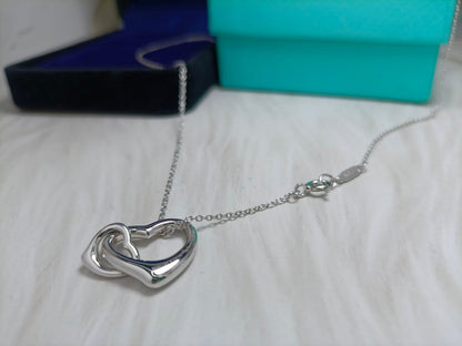 [Clover Jewelry]DOUBLE HEART SILVER NECKLACE