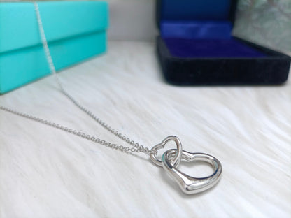 [Clover Jewelry]DOUBLE HEART SILVER NECKLACE
