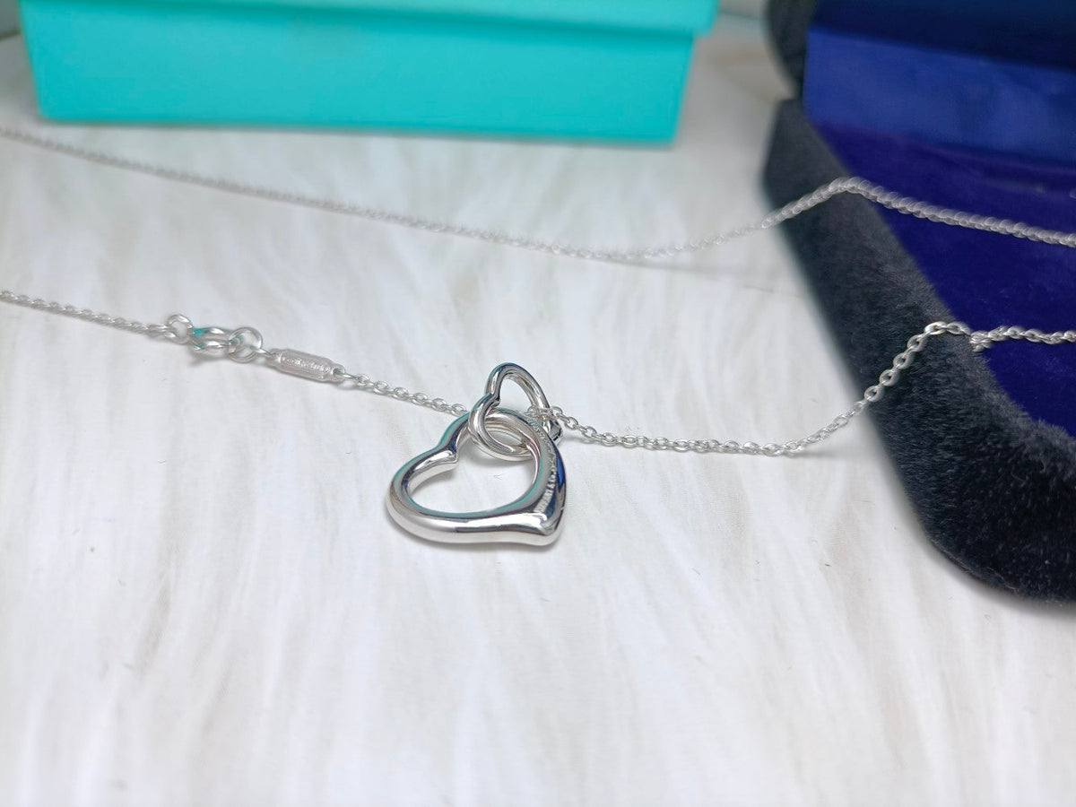 [Clover Jewelry]DOUBLE HEART SILVER NECKLACE